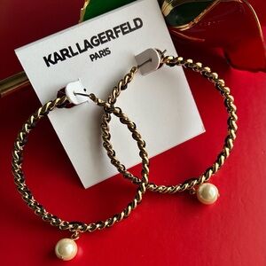 Karl Lagerfeld Gold and Black Hoop Earrings